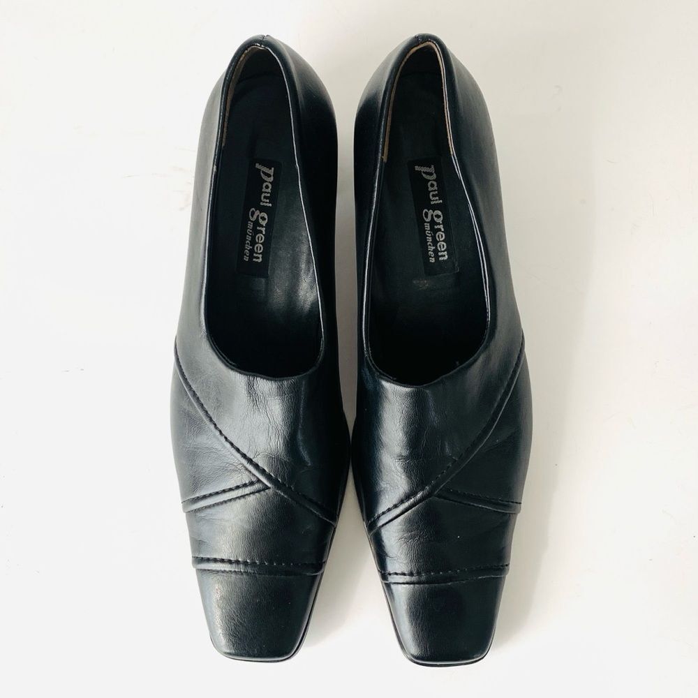 Paul Green Women’s Handcrafted Black Leather Block Heel Shoes UK Sz 5 (US 7.5) - Picture 2 of 13